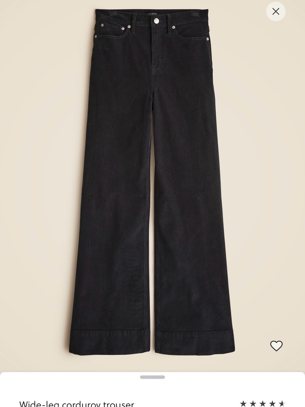 J. Crew Black Wide-Leg Corduroy Jeans